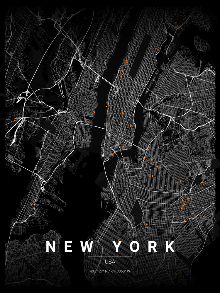 New York map in Noir style
